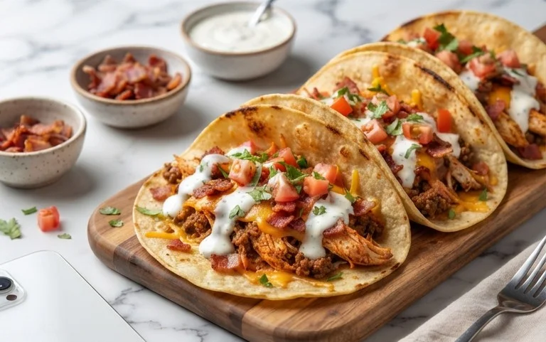 Baked Chicken Beef Bacon Ranch Tacos