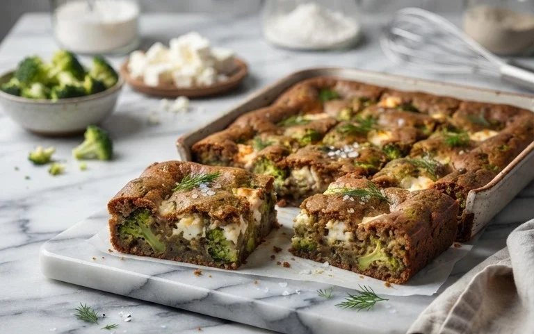 Broccoli and Feta Brownies