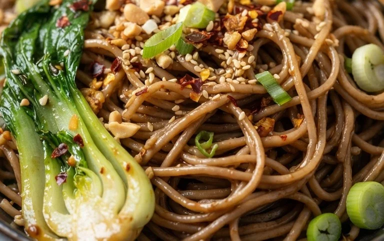 Spicy Garlic Soba Noodles with Bok Choy