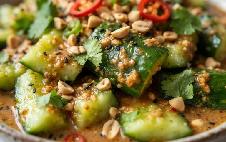 Cucumbers in Spicy Peanut Sauce