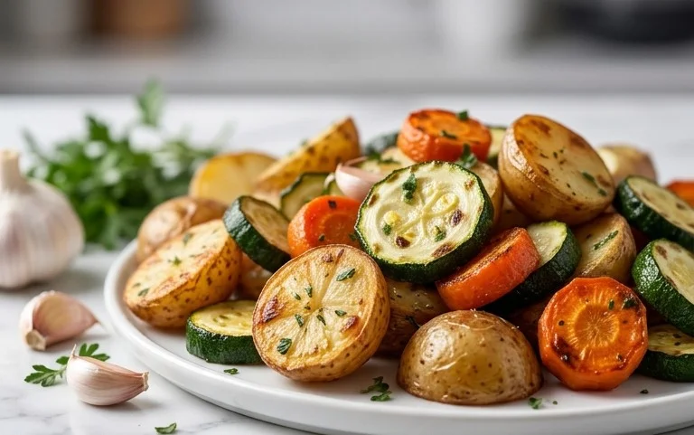Garlic Herb Roasted Potatoes Carrots and Zucchini