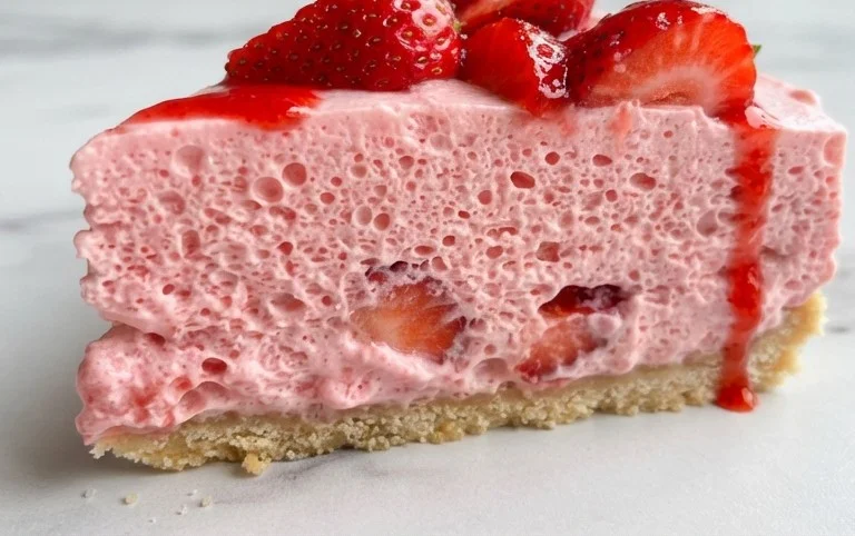 3 Ingredient No Bake Strawberry Cloud Cake