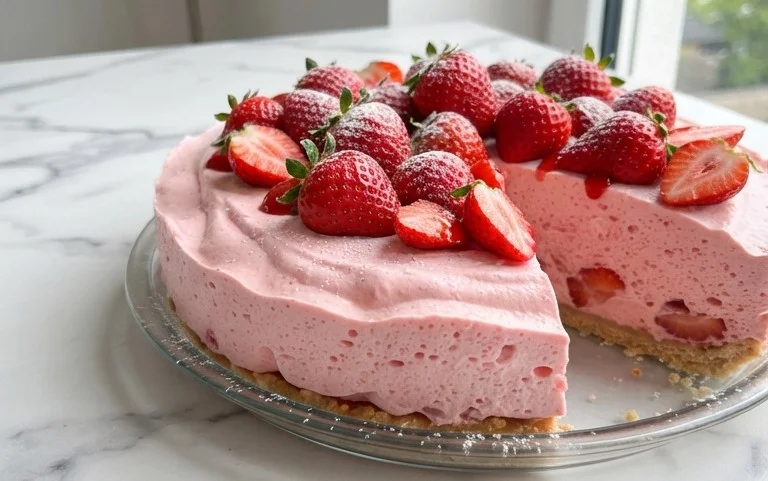 3 Ingredient No Bake Strawberry Cloud Cake