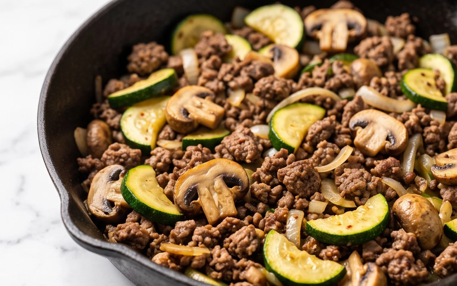 Zucchini-Cbeef hampignonpfanne