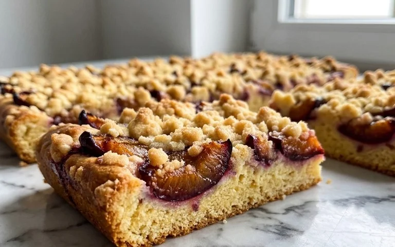Pflaumenkuchen mit Streusel vom Blech (Quark-Öl-Teig)