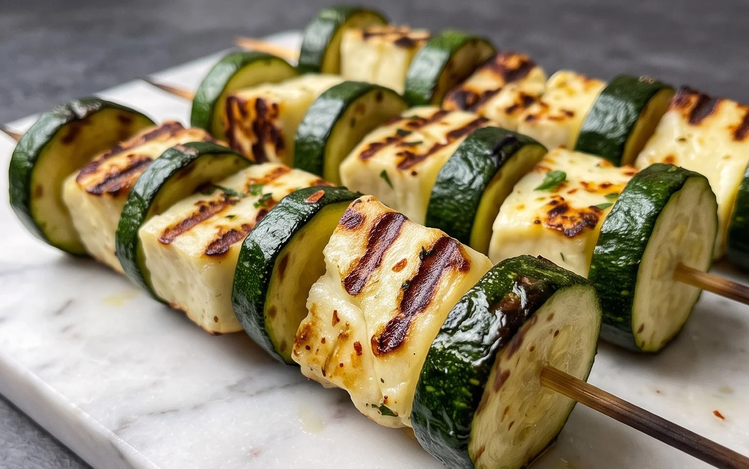 Halloumi Zucchini Spieße Vom Grill: Sommerlich, Lecker & Vegetarisch
