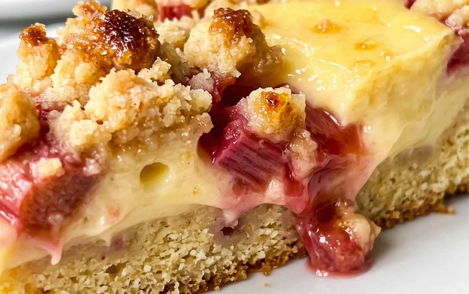 Rhabarberkuchen mit Pudding und Streuseln – wie von Oma