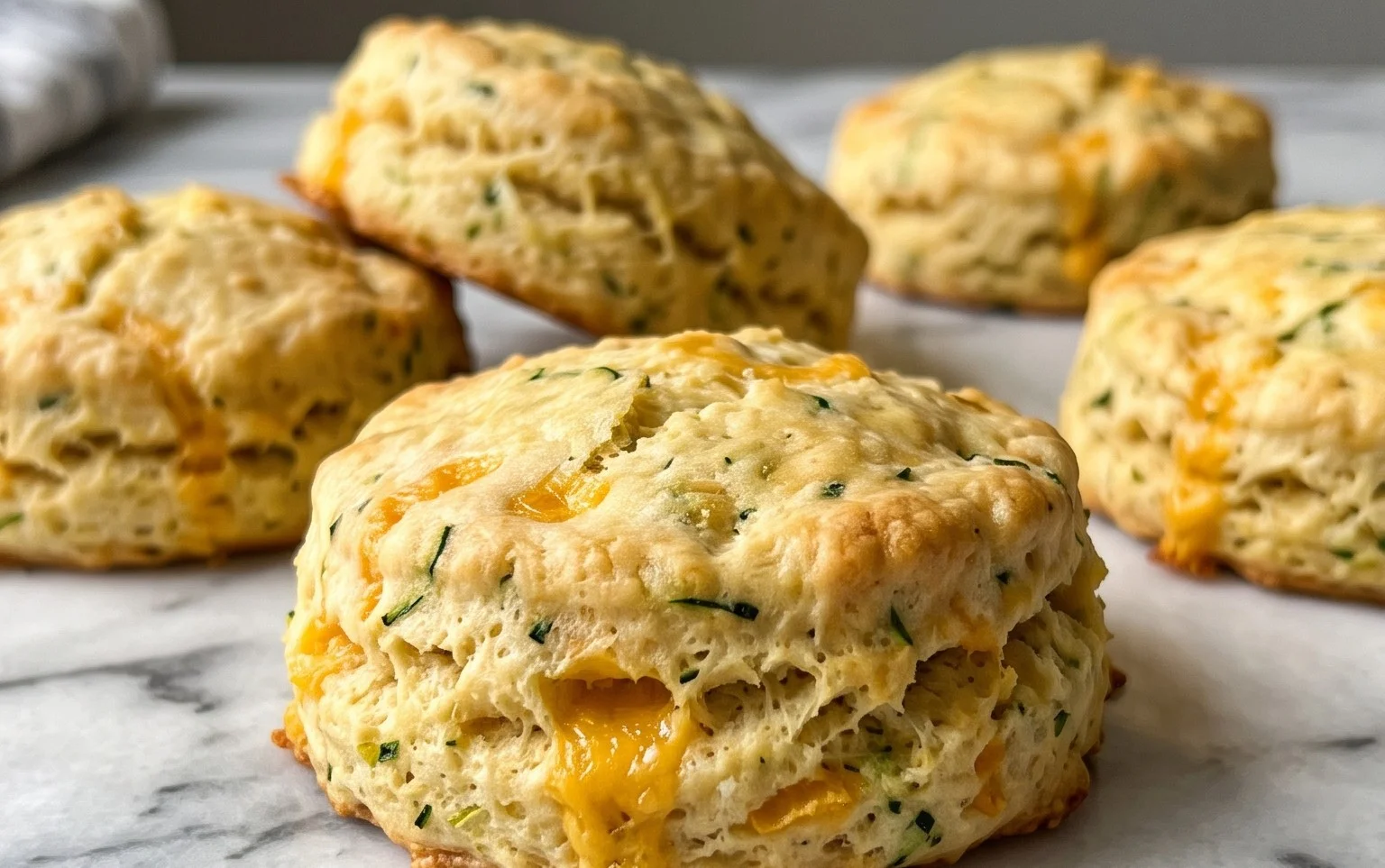 Soft and Tender Zucchini Cheddar Biscuits