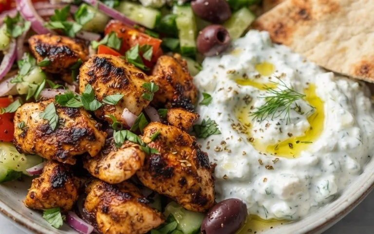 Mediterranes Hähnchen-Gyros mit Feta-Tzatziki genießen!