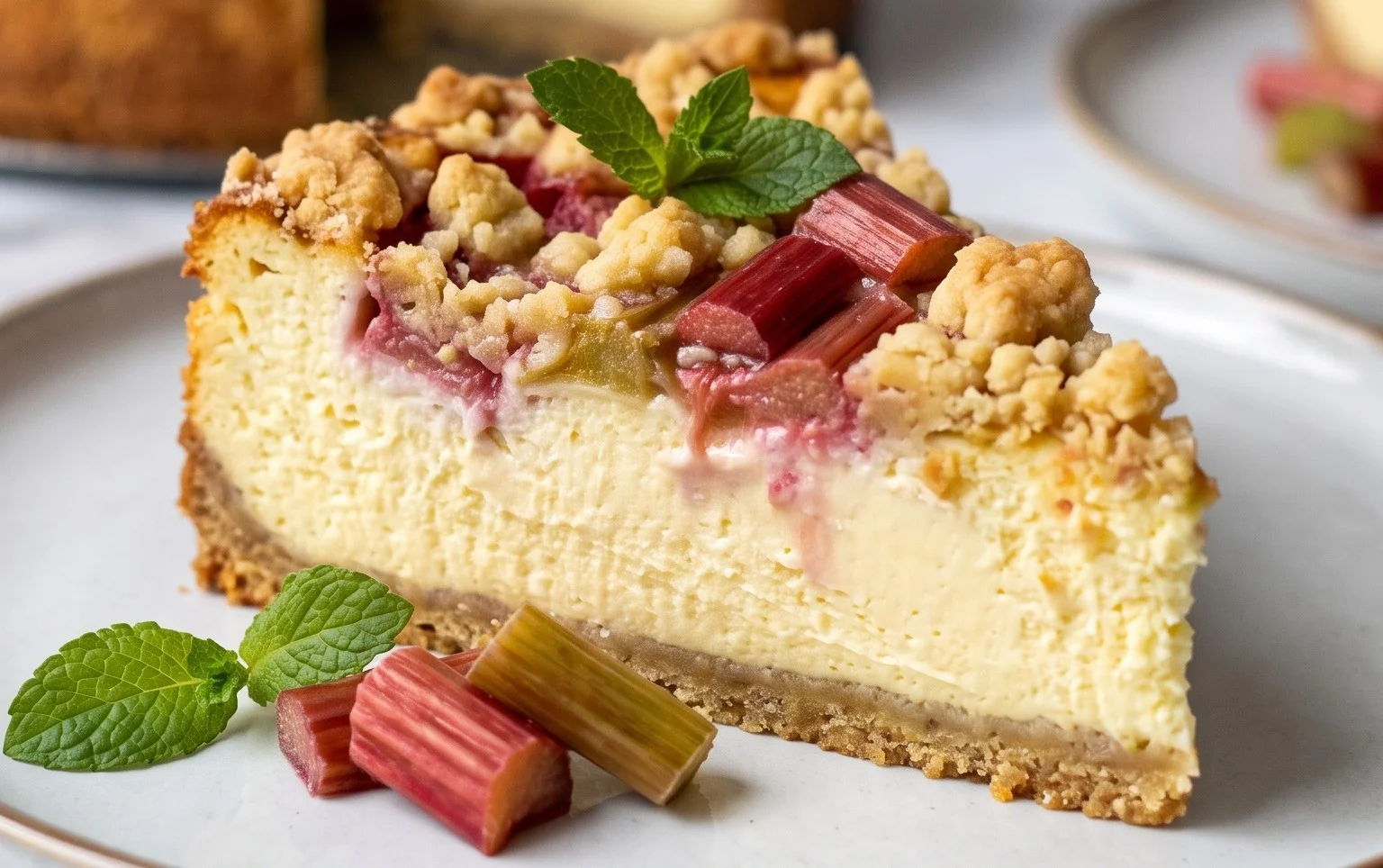 Rhabarber Käsekuchen mit Streuseln