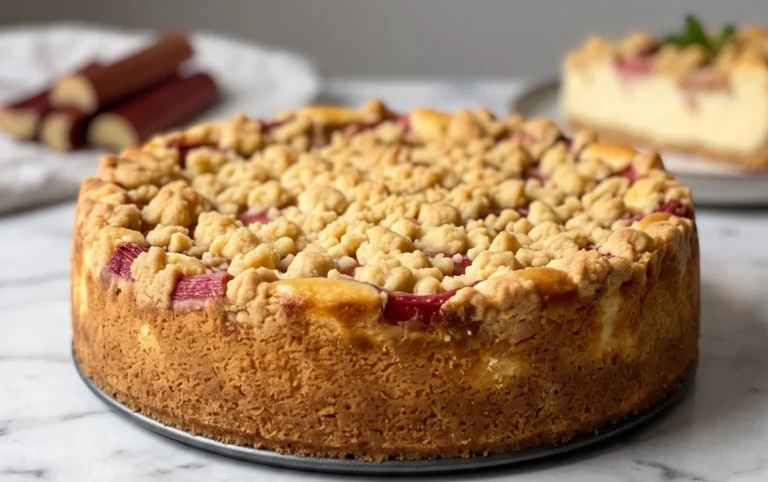 Rhabarber Käsekuchen mit Streuseln