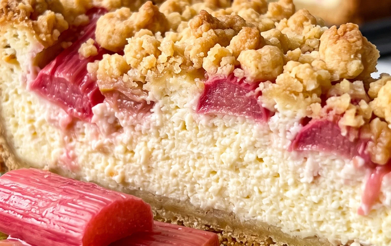 Rhabarber Quarkkuchen mit Butterstreuseln