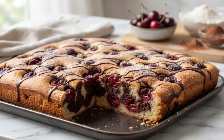 Marmorkuchen mit Kirsch Extracten vom Blech