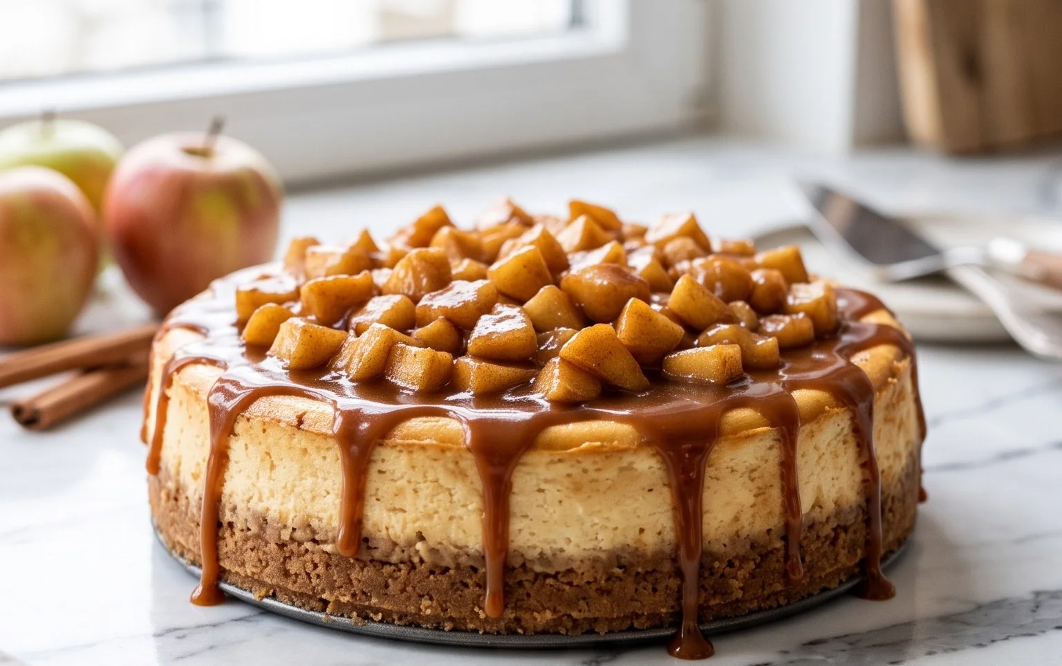 Karamell-Apfel-Käsekuchen: Cremig & Fruchtig